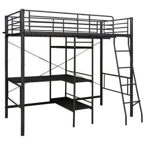 Berkfield Bunk Bed with Table Frame Black Metal 90x200 cm