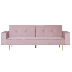 Beliani Glam Sofa Bed VISNES Pink Velvet