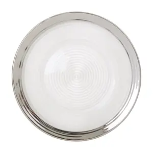 Maison by Premier Ida 27cm Embossed Dinner Plate With Silver Rim