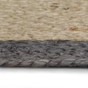 Handmade Rug Jute with Dark Grey Border 120 cm