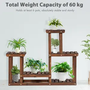 Costway Solid Wood Plant Stand Indoor Outdoor Multi Layer Plant Pot Holder