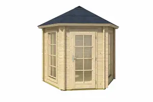 Inverness 44-Log Cabin, Wooden Garden Room, Timber Summerhouse, Home Office - L320 x W277.1 x H289.6 cm