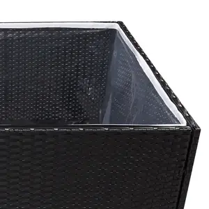 Berkfield Garden Planter Black 80x80x80 cm Poly Rattan