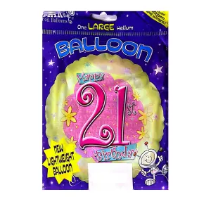 Flower 21st Birthday Foil Balloon Yellow/Pink (One Size)