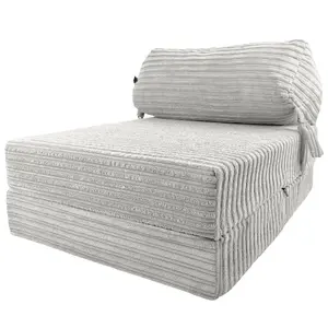 Cord Material Fold Out ZBed Chair Sofa Lounger With Pillow - Cream