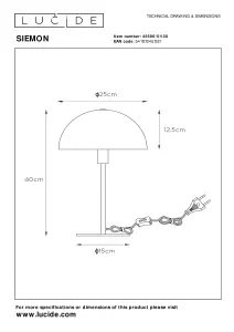 Lucide Siemon Modern Table Lamp 25cm - 1xE14 - Black