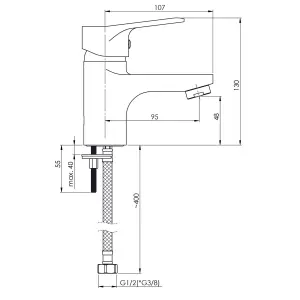 Hommix Rubineta Luka-18 Chrome Bathroom Basin Tap