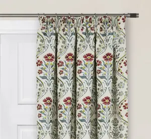 Home Curtains Vermont Chenille Floral Lined 65w x 84d" (165x213cm) Blue Door Curtain (1)