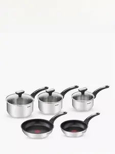 Tefal Emotion Stainless Steel Saucepan & Non-Stick Frying Pan Set, 5 Piece