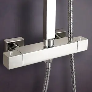 Nes Home Square Chrome Exposed Twin Head Thermostatic Mixer Shower