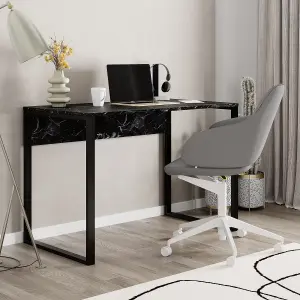 Inna Modern Work Table Lotus with Sturdy Black Metal Legs Particle Board Industrial Desk Width 110cm