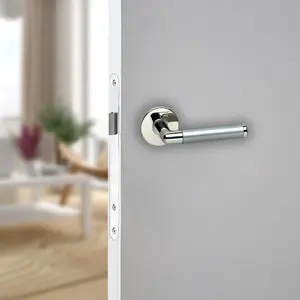 URBNLIVING 120mm Length 8 Pcs Vienna Metal & Polished Nickel Rose Lever Latch Door Handle Set