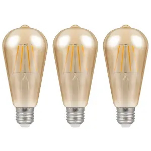 Crompton LED Squirrel Cage ST64 5W E27 Dimmable Filament Extra Warm White Antique Bronze (40W Eqv) (3 Pack)