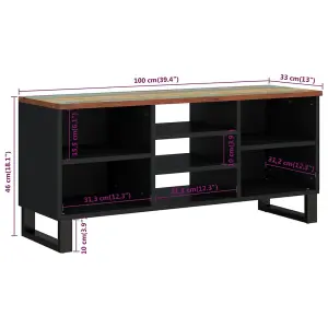 Berkfield TV Cabinet 100x33x46 cm Solid Wood Reclaimed&Engineered Wood