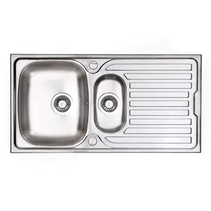 Cookology CARRARA 1.5 Bowl Sink Inset Reversible with Side Drainer - Stainless Steel