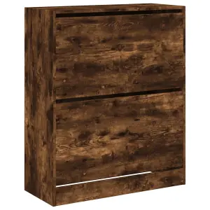 Berkfield Shoe Cabinet Smoked Oak 80x34x96.5 cm Engineered Wood