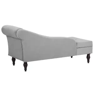 Velvet Chaise Lounge with Storage Light Grey PESSAC II