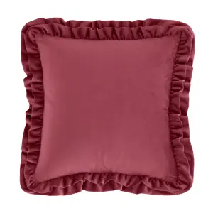 Catherine Lansfield So Soft Velvet Touch Double Frill 43x43 cm Cushion Raspberry