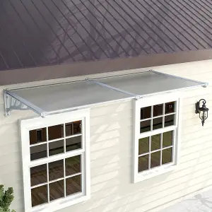 Grey Door Canopy Awning Outdoor Rain Shelter for Window,Porch and Door W 190 cm x D 90 cm x H 28 cm