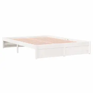 Berkfield Bed Frame White Solid Wood 135x190 cm Double