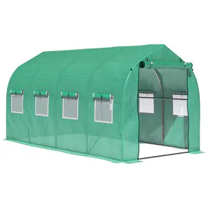 Outsunny 4 x 2 M Walk in Polytunnel Greenhouse Galvanised Steel w/ Zipped Door