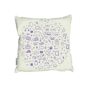 Cushions - Abstract line pattern with school supplies (Cushion) / 45cm x 45cm