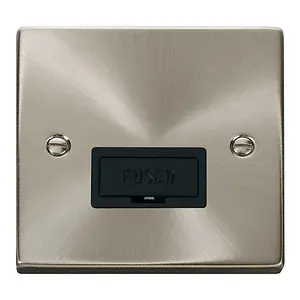 Satin / Brushed Chrome 13A Fused Connection Unit - Black Trim - SE Home