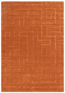 Handmade Modern Rust Abstract Wool Easy to Clean Rug for Living Room & Bedroom-120cm X 170cm