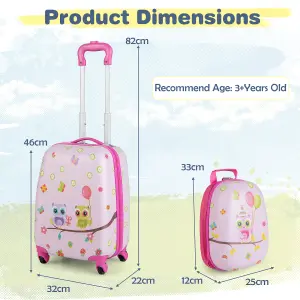 Costway 2PCS 12" 16" ABS Kids Suitcase Backpack Luggage Set School Travel Lightweight