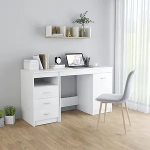 Berkfield Desk White 140x50x76 cm Engineered Wood