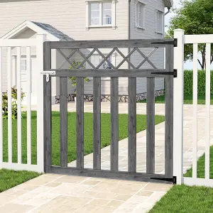 4x4ft Outdoor Grey Cross Top Garden Wooden Gate Fence Patio Gate