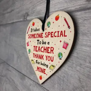 Handmade Thank You Teacher Gift Wood Heart Leaving School Nursery Preschool Gift