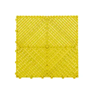 Nicoman Heavy Duty Vented Interlocking Garage Tiles - 40cm x 40cm - Yellow - Pack of 15