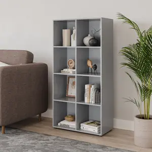 URBNLIVING 120cm Height Grey 8-Cube Shelving Unit - Tall