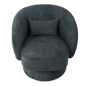 Dark Green Upholstered Swivel Chair with Pillow for Living Room,Bedroom