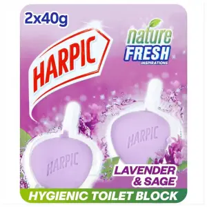 Harpic Hygienic Toilet Rim Block Twin pack Lavender 2 x 40g (Pack of 12)