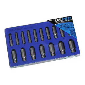 US PRO 17pc 3/8 dr Deep Sockets 12 point 8 - 24mm 1393