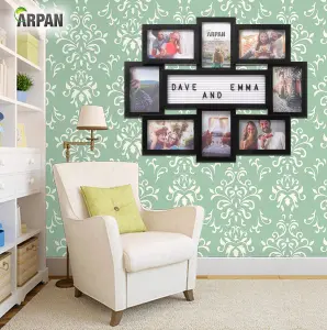 Arpan Multi Aperture Personalised Alphabet or Number Photo Picture Frame Holds 8 X 6x4" Photos (Black)