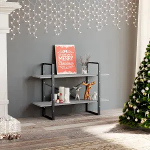 Berkfield 2-Tier Book Cabinet Concrete Grey 100x30x70 cm Engineered Wood