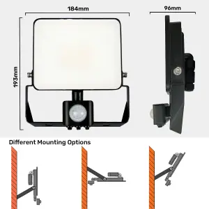 Integrated PIR LED floodlight with PIR Sensor 30W, 3600 Lumens, IP65, Day Light 6500K