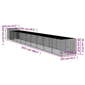 Chicken Cage with Run Anthracite 110x1017x110 cm Galvanised Steel