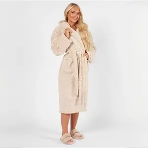 Brentfords Teddy Marl Dressing Gown - Natural