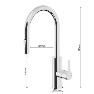 GoodHome Zanthe Chrome-plated Kitchen Pull-out Tap