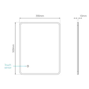 Sensio Libra Rectangular Wall-mounted Bathroom Illuminated Colour-changing mirror (H)50cm (W)39cm