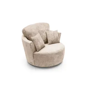 Harriet Crushed Chenille Swivel Chair in Cream