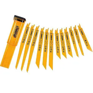 DeWalt DT2445-QZ 12 Piece Reciprocating Sabre Saw Blades Set - Metal Wood Nails