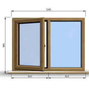 1245mm (W) x 945mm (H) Wooden Stormproof Window - 1/2 Left Opening Window - Toughened Safety Glass