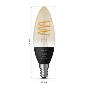 Philips Hue White Ambiance Filament Candle E14 Smart Bulb