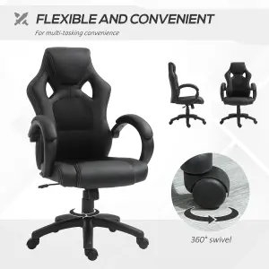 Vinsetto Racing Gaming Chair Swivel Home Office Gamer Chair with Wheels Black