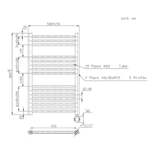 Right Radiators Prefilled Thermostatic Electric Heated Towel Rail Straight Bathroom Ladder Warmer - Chrome 800x500 mm